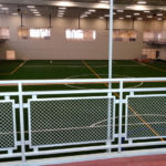 Direct Metals Woven Wire Mesh On Handrail Panel Inserts at an Indoor Soccer Facility